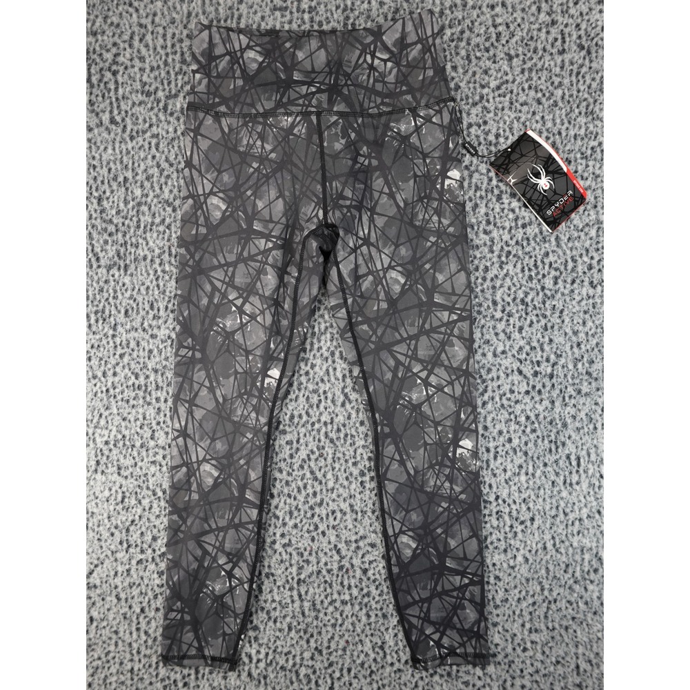Spyder Active Leggings Womens Small Grey New Geometric High Rise Tights SP646